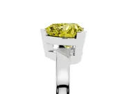 Fancy Yellow Heart Cut Diamond Solitaire Ring Set in Silver with Prong Head and Smooth Polished Band