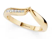 Round Lab-Grown Diamond V-Notch Channel Set Contour Wedding Band | Asymmetric | Yellow Gold