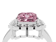Princess Cut Scalloped Cluster Halo Engagement Ring Setting for a Fancy Pink Lab-Grown Diamond | Plain Band | Platinum