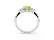 Cushion Cut Cluster Engagement Ring Setting for a Fancy Yellow Lab-Grown Diamond | Beaded Edges | Sterling Silver