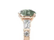 Round Tapered Baguette Engagement Ring Setting for a Fancy Green Lab-Grown Diamond | Rose Gold