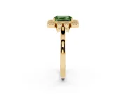 Emerald Cut Milgrain Cluster Halo Engagement Ring Setting for a Fancy Green Lab-Grown Diamond | Plain Band | Yellow Gold