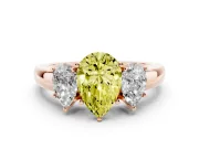 Pear-Shaped Three Stone Engagement Ring Setting for a Fancy Yellow Lab-Grown Diamond | Matching Side Stones | Rose Gold