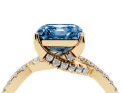 Asscher Cut Twisted Pave Engagement Ring Setting for a Fancy Blue Lab-Grown Diamond | Split Shank | Yellow Gold
