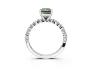 Radiant Cut Pavé Engagement Ring Setting for a Fancy Green Lab-Grown Diamond | Alternating Accents | Sterling Silver