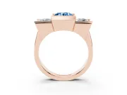 Round Channel-Set Three Stone Engagement Ring Setting for a Fancy Blue Lab-Grown Diamond | Rose Gold