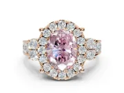 Oval Halo Engagement Ring Setting for a Fancy Pink Lab-Grown Diamond | Side Clusters | Rose Gold