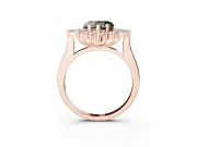 Fancy Black Heart Cut Diamond Cluster Halo Ring Set in Rose gold with Marquise and Round Accents