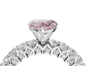Heart-Shaped Shared Prong Engagement Ring Setting for a Fancy Pink Lab-Grown Diamond | Two-Row Band | Sterling Silver