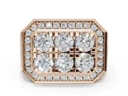 Round Lab-Grown Diamond Men's Cluster Ring | Octagonal Top | Rose Gold