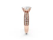 Oval Milgrain Solitaire Engagement Ring Setting | Graduated Double Row Pave | Rose Gold