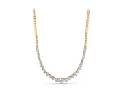 Round Lab-Grown Diamond Graduated Tennis Necklace | Polished Bead Back | Yellow Gold