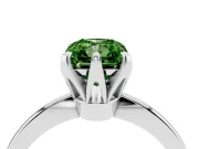 Fancy Green Radiant Cut Diamond Solitaire Engagement Ring Set in Platinum with Slim Tapered Solitaire Band