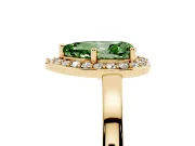 Fancy Green Pear Cut Diamond Halo Ring Set in Yellow gold with Solitaire Band and Prong Setting