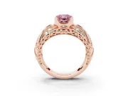 Radiant Cut Art Deco Engagement Ring Setting for a Fancy Pink Lab-Grown Diamond | Rose Gold