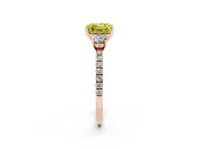 Asscher Cut Three Stone Engagement Ring Setting for a Fancy Yellow Lab-Grown Diamond | Pave Shoulders | Rose Gold