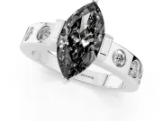 Marquise Tension Style Engagement Ring Setting for a Black Center | Flush Set Accents | Platinum