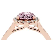 Oval Halo Engagement Ring Setting for a Fancy Pink Lab-Grown Diamond | Flat Tapered Band | Rose Gold
