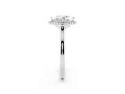 Princess Cut Halo Engagement Ring Setting | Plain Polished Band | White Gold