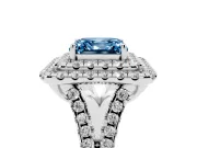Asscher Cut Halo Split Shank Engagement Ring Setting for a Fancy Blue Lab-Grown Diamond | Sterling Silver
