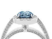 Oval Sectioned Halo Engagement Ring Setting for a Fancy Blue Lab-Grown Diamond | White Gold