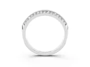 Round Diamond Double Row Pavé Band Set in Silver with Shared Prong Setting