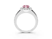 Cushion Cut Pave Halo Engagement Ring Setting for a Fancy Pink Lab-Grown Diamond | Pave Band | Sterling Silver