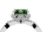 Asscher Cut Graduated Milgrain Halo Engagement Ring Setting for a Fancy Green Lab-Grown Diamond | Sterling Silver