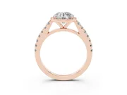 Round Halo Pavé Engagement Ring Setting | Single Row Shoulders | Rose Gold