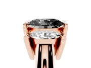 Fancy Black Oval Cut Diamond Three-Stone Channel Set Ring Set in Rose gold with Smooth Polished Band