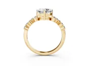 Heart-Shaped Scattered Accent Engagement Ring Setting | Slim Band | Yellow Gold
