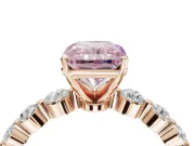 Radiant Cut Graduated Side Stone Engagement Ring Setting for a Fancy Pink Lab-Grown Diamond | Rose Gold