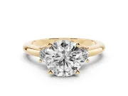 Round Three Stone Engagement Ring Setting | Round Side Stones | Yellow Gold