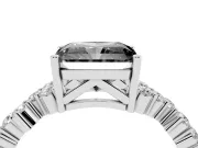 Radiant Cut Scattered Accent Engagement Ring Setting for a Black Center | Slim Band | Platinum