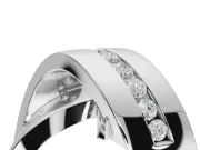 Round Lab-Grown Diamond Channel Set Crossover Wedding Band | Wide Strands | White Gold