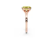 Fancy Yellow Emerald Cut Diamond Solitaire Ring Set in Rose gold with Polished Tapered Band and Prong Setting