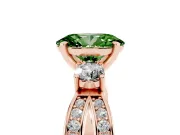 Oval Three-Stone Twist Engagement Ring Setting for a Fancy Green Lab-Grown Diamond | Rose Gold