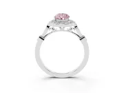 Fancy Pink Pear Cut Diamond Halo Engagement Ring Set in White gold with Twisted Band and Prong Setting