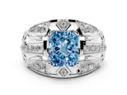 Radiant Cut Art Deco Engagement Ring Setting for a Fancy Blue Lab-Grown Diamond | Sterling Silver