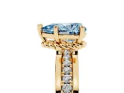 Pear-Shaped Channel Set Engagement Ring Setting for a Fancy Blue Lab-Grown Diamond | Rope Collar | Yellow Gold