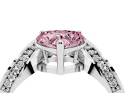 Heart-Shaped Bypass Solitaire Engagement Ring Setting for a Fancy Pink Lab-Grown Diamond | Pavé Ribbon | White Gold