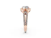 Round Petal Frame Floral Halo Engagement Ring Setting | Pavé Split Shank | Rose Gold