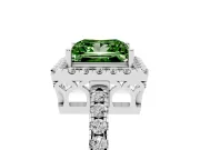 Fancy Green Princess Cut Diamond Pavé Band Halo Engagement Ring Set in White gold with Prong Setting