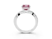 Asscher Cut Twist Engagement Ring Setting for a Fancy Pink Lab-Grown Diamond | Sterling Silver