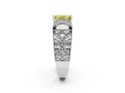 Emerald Cut Vintage Pave Engagement Ring Setting for a Fancy Yellow Lab-Grown Diamond | Milgrain Edges | Platinum