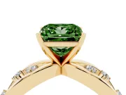 Princess Cut Loop Engagement Ring Setting for a Fancy Green Lab-Grown Diamond | Yellow Gold