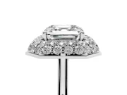 Asscher Cut Diamond Halo Engagement Ring Set in Silver with Solitaire Band and Prong Setting