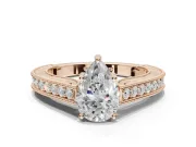 Pear-Shaped Vintage Engraved Pavé Engagement Ring Setting | Milgrain Edges | Rose Gold