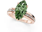 Marquise Channel Set Engagement Ring Setting for a Fancy Green Lab-Grown Diamond | Rope Collar | Rose Gold