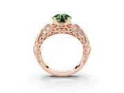 Round Art Deco Graduated Engagement Ring Setting for a Fancy Green Lab-Grown Diamond | Rose Gold